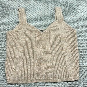 Express tan and white sweater tank size L